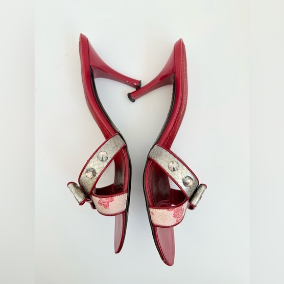 Louis Vuitton Vintage Red Pink Cherry blossom monogram Takashi Murukami mules 41 - Picture 9 of 11